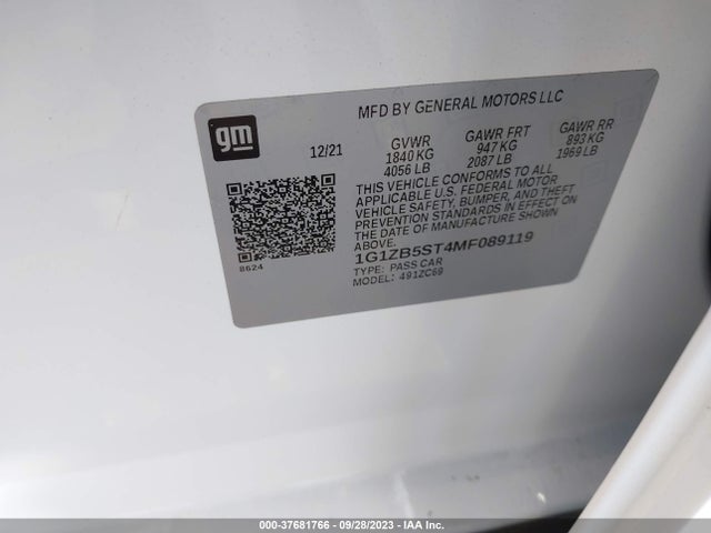 Chevrolet MALIBU LS 2021 1G1ZB5ST4MF089119 Image 9