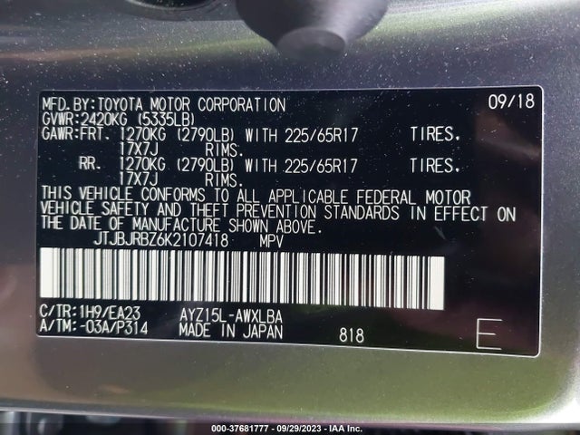 JTJBJRBZ6K2107418 Lexus Nx Nx 300h