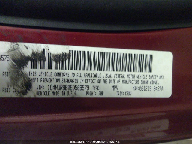 2014 JEEP PATRIOT SPORT VIN: 1C4NJRBB0ED569579