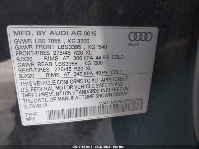 WA1LMAFE4FD030995 Audi Q7 3.0l Tdi Premium Plus