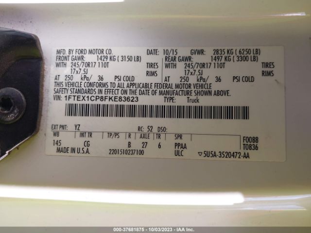 1FTEX1CP8FKE83623 Ford F-150 Xl/lariat/xlt