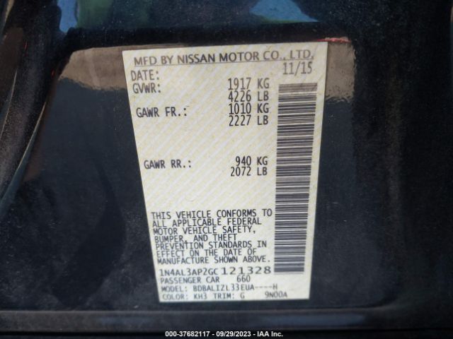 1N4AL3AP2GC121328 Nissan Altima 2.5 Sv