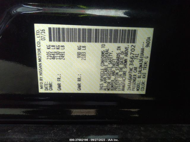1N4AA6AP7HC366702 Nissan Maxima Sv/s/sl/sr/platinum