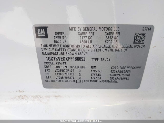 Chevrolet Silverado 2500hd Lt 2015 1GC1KVEGXFF180692 Image 9