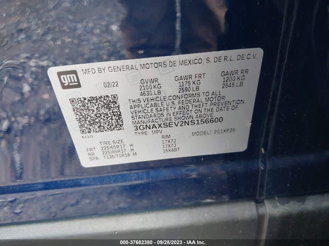 Chevrolet Equinox Awd Ls 2022 3GNAXSEV2NS156600 Image 9