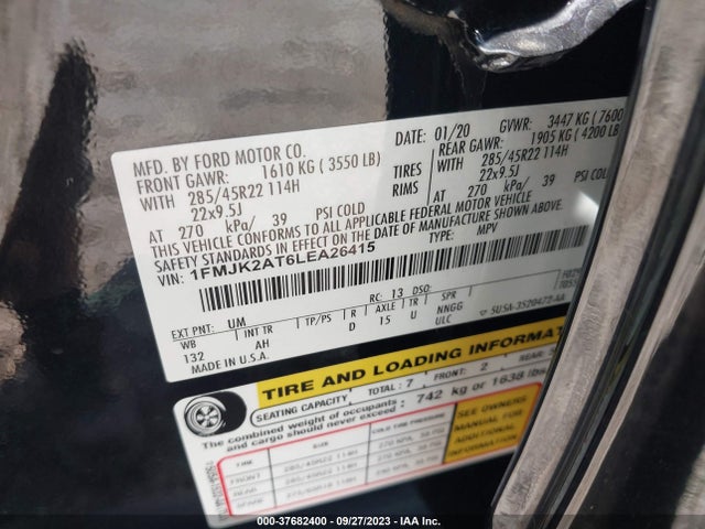 2020 FORD EXPEDITION MAX LIMITED VIN: 1FMJK2AT6LEA26415