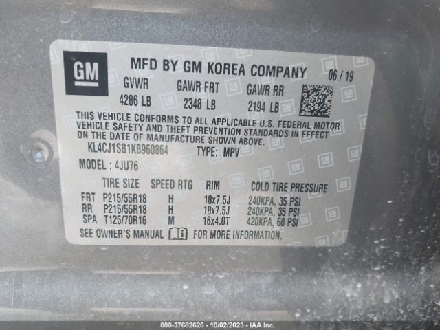 KL4CJ1SB1KB960864 Buick Encore Sport Touring