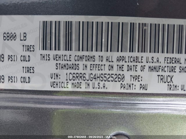 RAM 1500 Laramie 2017 1C6RR6JG4HS525260 Image 9