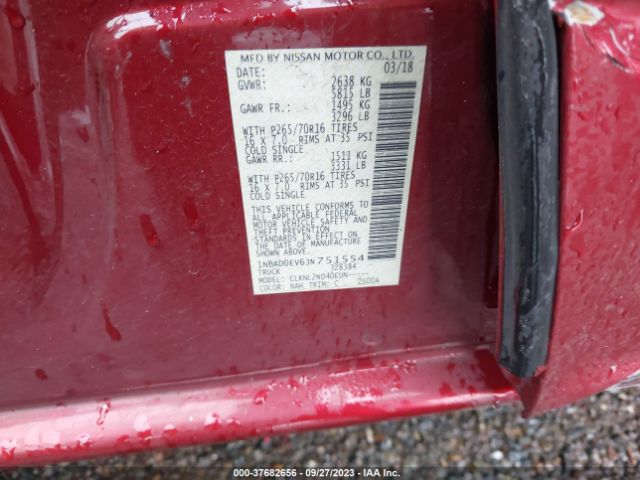 1N6AD0EV6JN751554 Nissan Frontier Sv V6