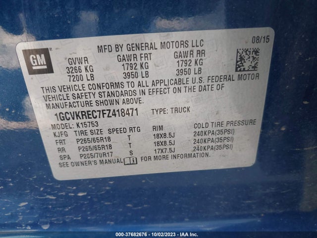 Chevrolet Silverado 1500 Lt 2015 1GCVKREC7FZ418471 Image 9