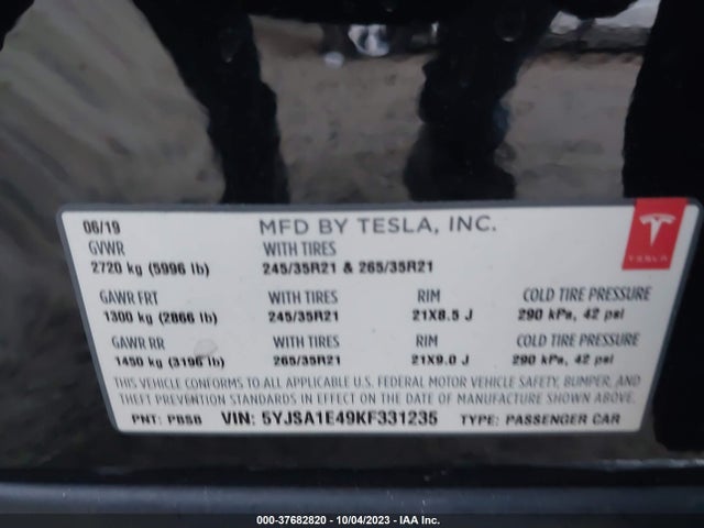 Tesla Model S 100d/p100d/performance 2019 5YJSA1E49KF331235 Image 9