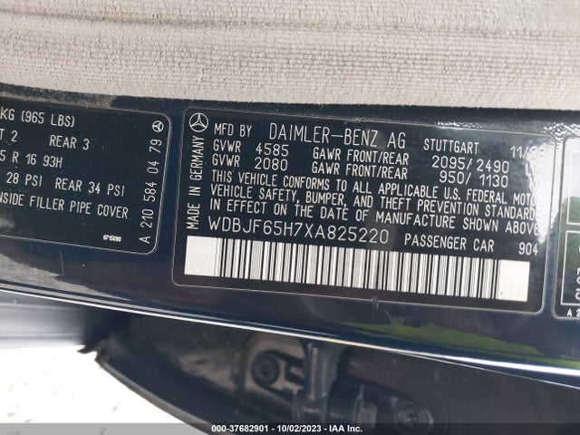 1999 MERCEDES-BENZ E-CLASS VIN: WDBJF65H7XA825220