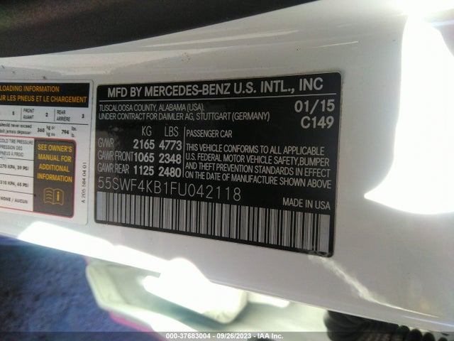 55SWF4KB1FU042118 Mercedes-Benz C-class C 300