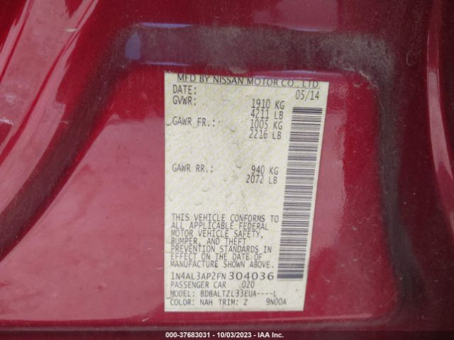 1N4AL3AP2FN304036 Nissan Altima 2.5 Sl