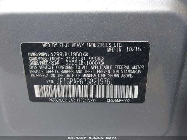 JF1GPAP67G8219761 Subaru Impreza Wagon 2.0i Sport Premium