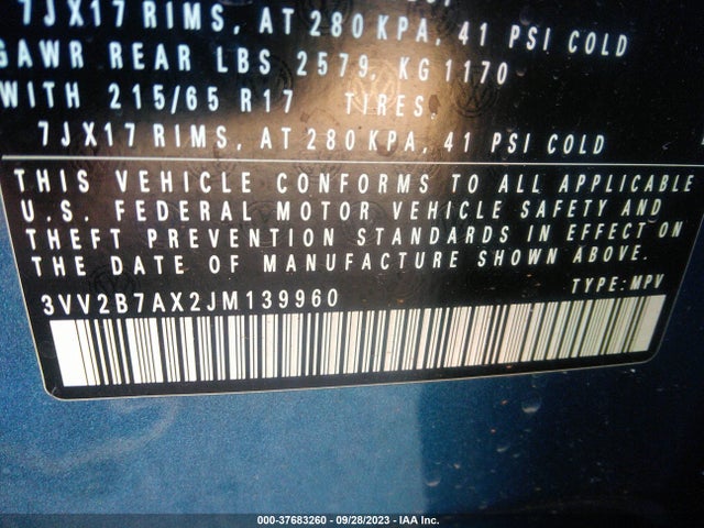 3VV2B7AX2JM139960 Volkswagen Tiguan Sel/se