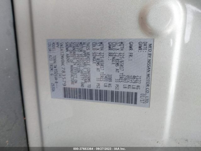 5N1AT2MV0HC783579 Nissan ROGUE SV