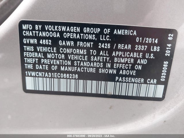 1VWCN7A31EC066236 Volkswagen Passat Tdi Sel Premium