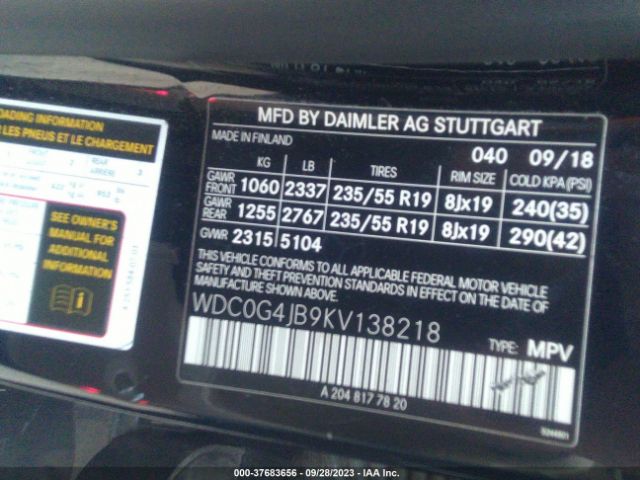 WDC0G4JB9KV138218 Mercedes-Benz Glc Glc 300