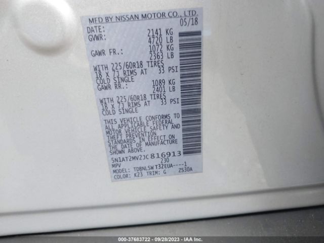 5N1AT2MV2JC816913 Nissan Rogue Sl