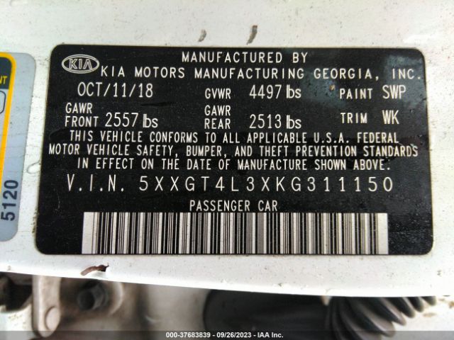 5XXGT4L3XKG311150 KIA Optima Lx