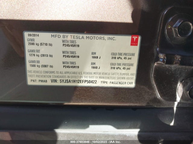 5YJSA1H12EFP50422 Tesla Model S 60 Kwh Battery/p85