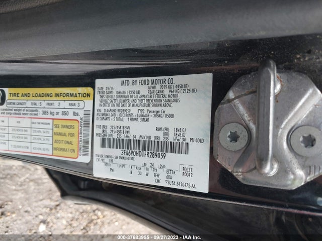 Ford FUSION SE 2015 3FA6P0HD1FR289059 Image 9