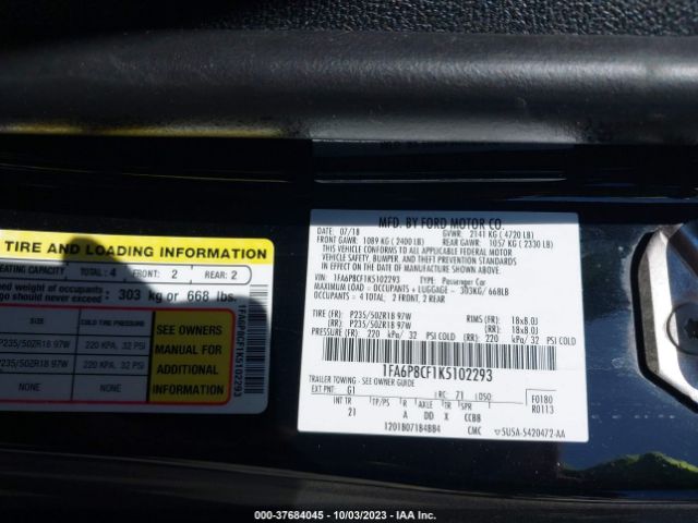 1FA6P8CF1K5102293 Ford MUSTANG GT