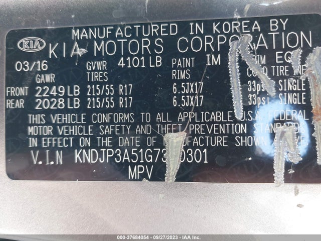 KIA SOUL + 2016 KNDJP3A51G7350301 Image 10
