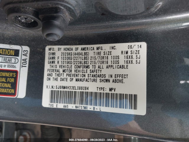 Honda CR-V LX 2014 5J6RM4H33EL089094 Image 9