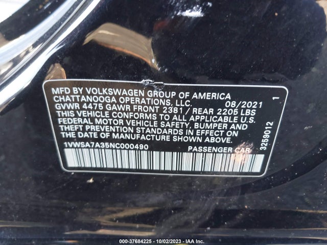 1VWSA7A35NC000490 Volkswagen Passat 2.0t Se