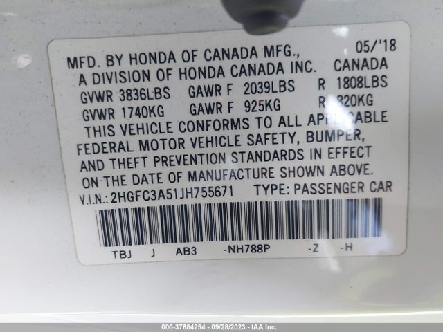 Honda CIVIC SI COUPE 2018 2HGFC3A51JH755671 Image 9