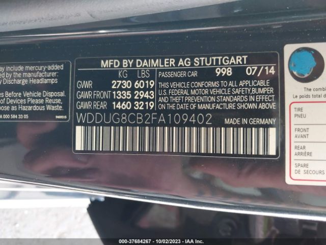 WDDUG8CB2FA109402 Mercedes-Benz S-class S 550