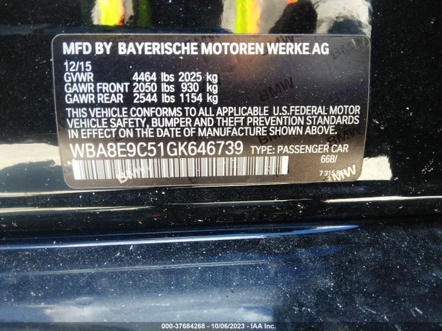 BMW 328I 2016 WBA8E9C51GK646739 Image 9