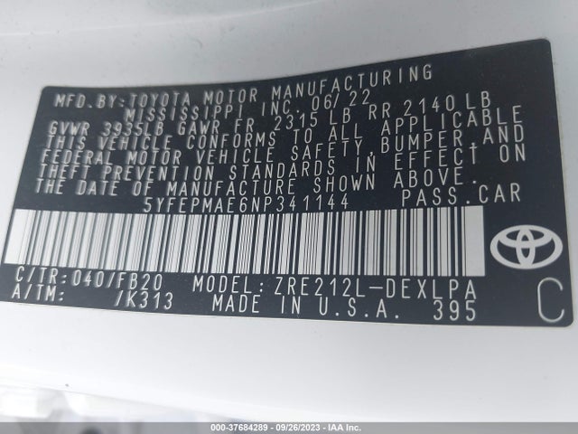 Toyota COROLLA LE 2022 5YFEPMAE6NP341144 Image 15