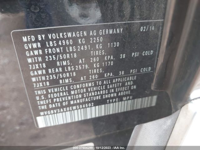WVGBV3AX0EW594502 Volkswagen Tiguan Sel