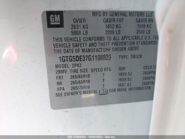 1GTG5DE37G1108839 GMC Canyon 2wd Slt