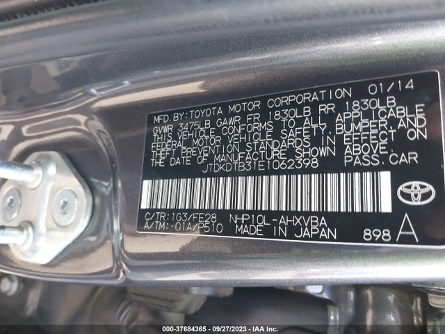 Toyota Prius C One/three/two/four 2014 JTDKDTB31E1062398 Image 9