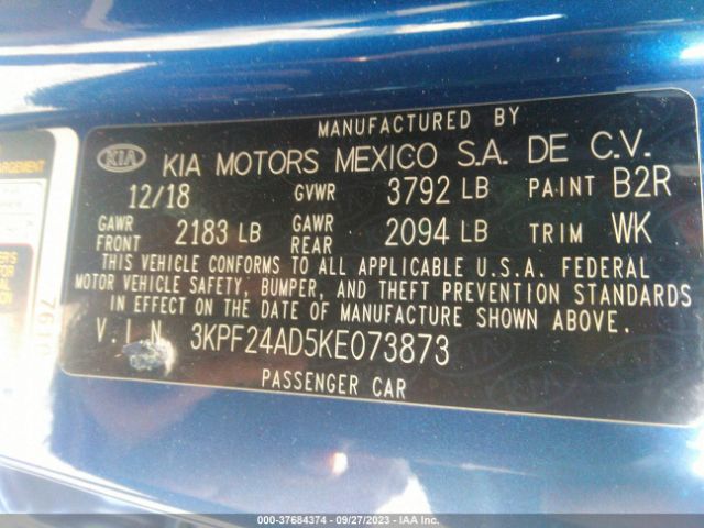 3KPF24AD5KE073873 KIA Forte Lxs