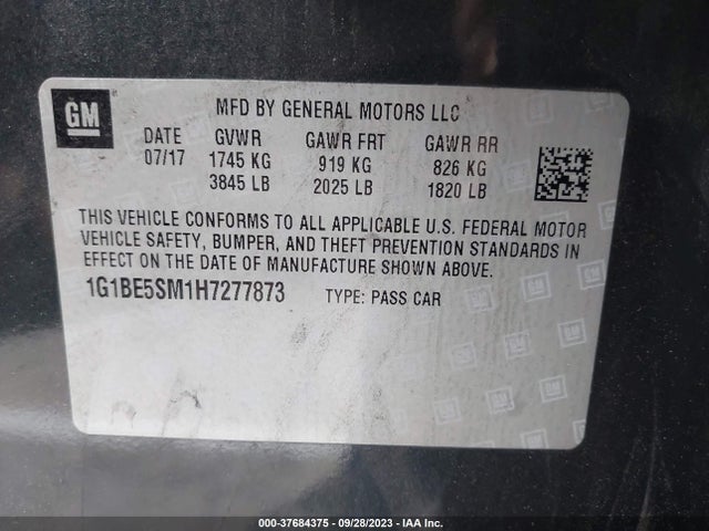 Chevrolet CRUZE LT 2017 1G1BE5SM1H7277873 Image 9