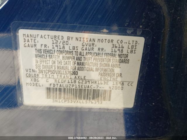 3N1CP5DVXLL576393 Nissan KICKS SR