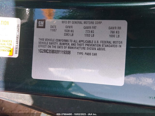 Aukcja sprzedaży 2008 Pontiac Solstice, vin: 1G2MC35BX8Y119308, numer aukcji: 37684495