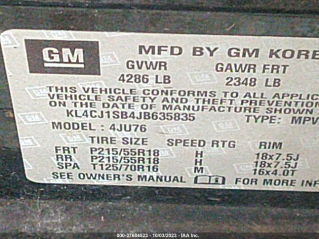 KL4CJ1SB4JB635835 Buick Encore Sport Touring