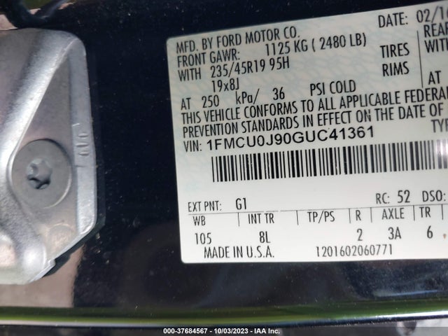 Ford Escape Titanium 2016 1FMCU0J90GUC41361 Image 9