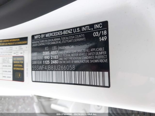 55SWF4JB8JU266058 Mercedes-Benz C-class C 300