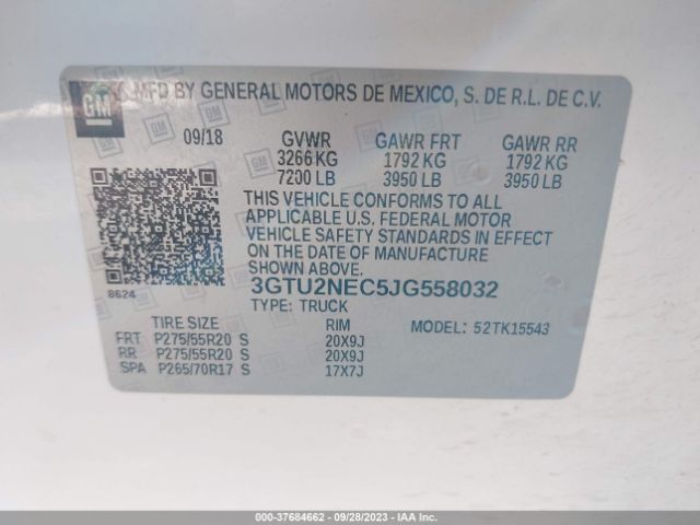 3GTU2NEC5JG558032 GMC Sierra 1500 Slt