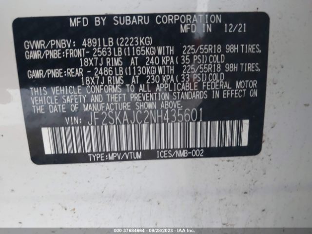 JF2SKAJC2NH435601 Subaru Forester Sport