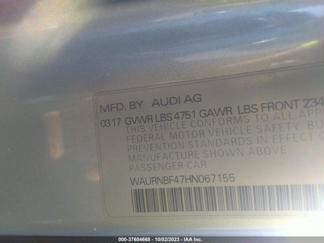 WAURNBF47HN067155 Audi A4 Prestige