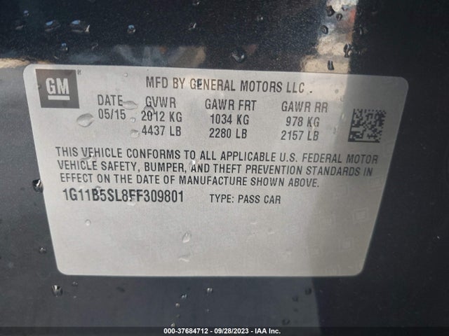 2015 CHEVROLET MALIBU LS VIN: 1G11B5SL8FF309801