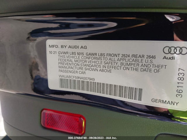 WAUABCF59NA007949 Audi A5 Sportback Premium